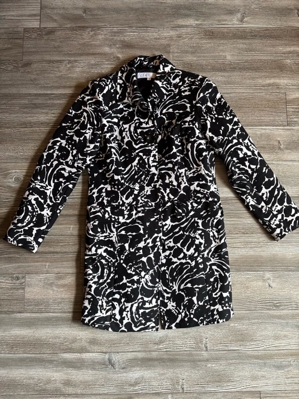 Cleo Petites Long-line Blazer Jacket Black and White Women's Size XS